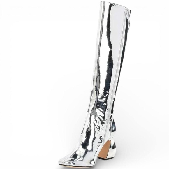 NEW (no box) Gianni Bini Rylee Mirror Metallic tall silver boots - Picture 6 of 15